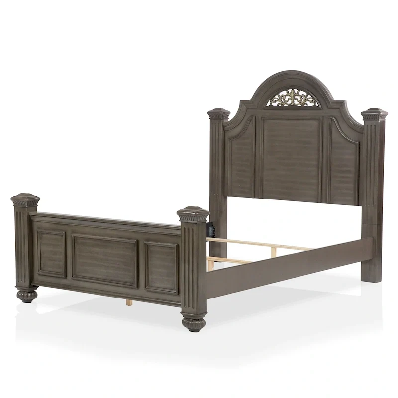 Traditional Grey Wood Poster Bedroom – Queen / King / Cal King, 2-Person