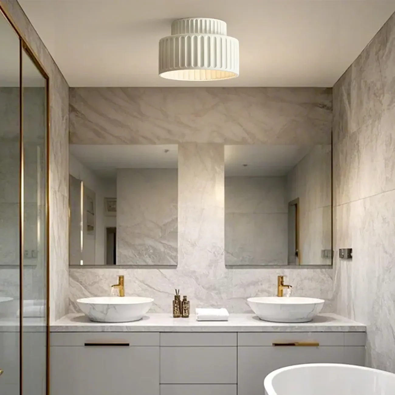 Modern Cylinder Semi Flush Ceiling Light with Plastic Shade