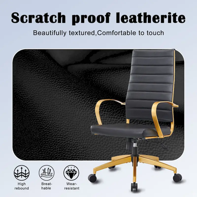 CAROCC Ribbed Computer Office Chair Adjustable Swivel High Back Desk Chair