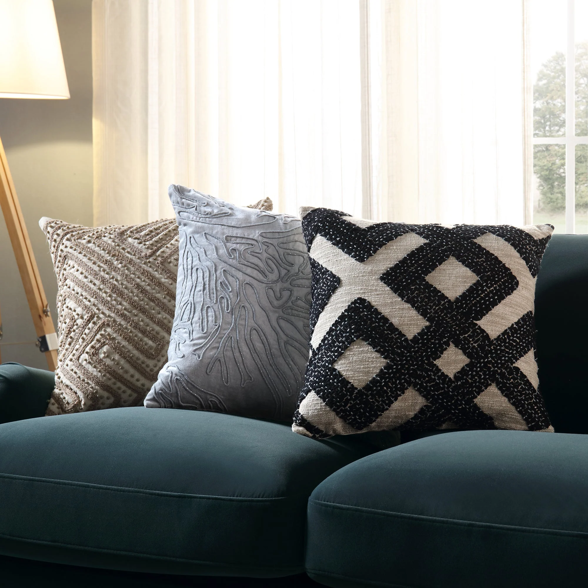 Aegean Blue Velvet Sofa, 3-Seater