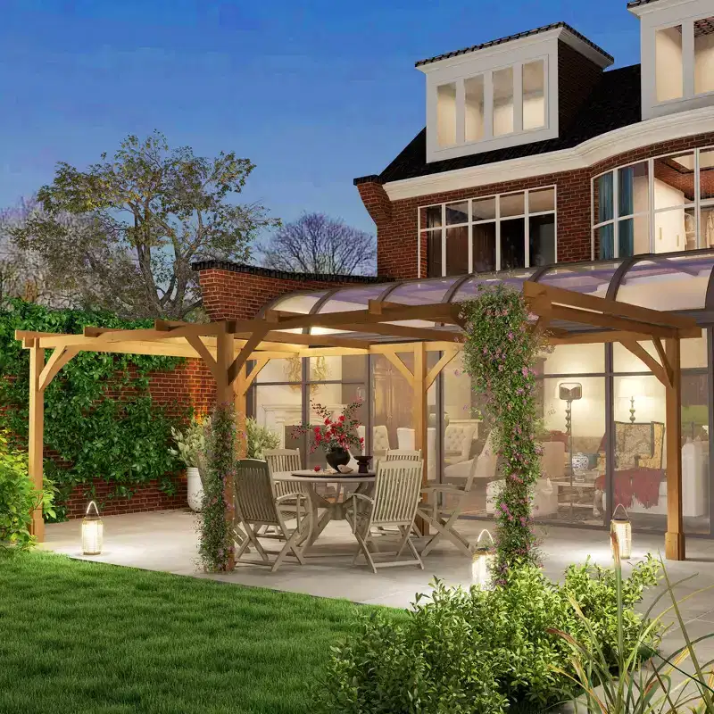 Outsunny Outdoor Pergola, Wood Gazebo Grape Trellis with Stable Structure, Dark Brown