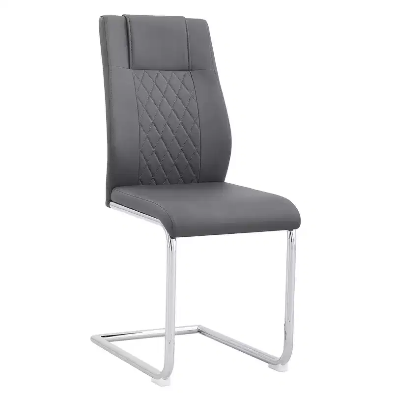 Zeus & Ruta Modern Faux Leather Dining Chairs Set of 4 with Upholstered and Metal Legs - Ideal for Kitchen, Living & Bedroom
