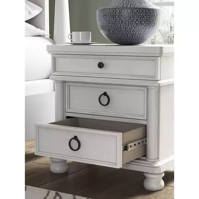 Signature Design by Ashley Greddinton 3-Drawer Nightstand with USB Ports and Outlets, Antique White