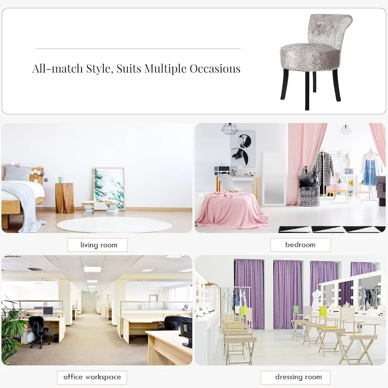 27.5 Tall Solid Wood Vanity Stool Chair - 27.5 H X 19 W X 11.8 D