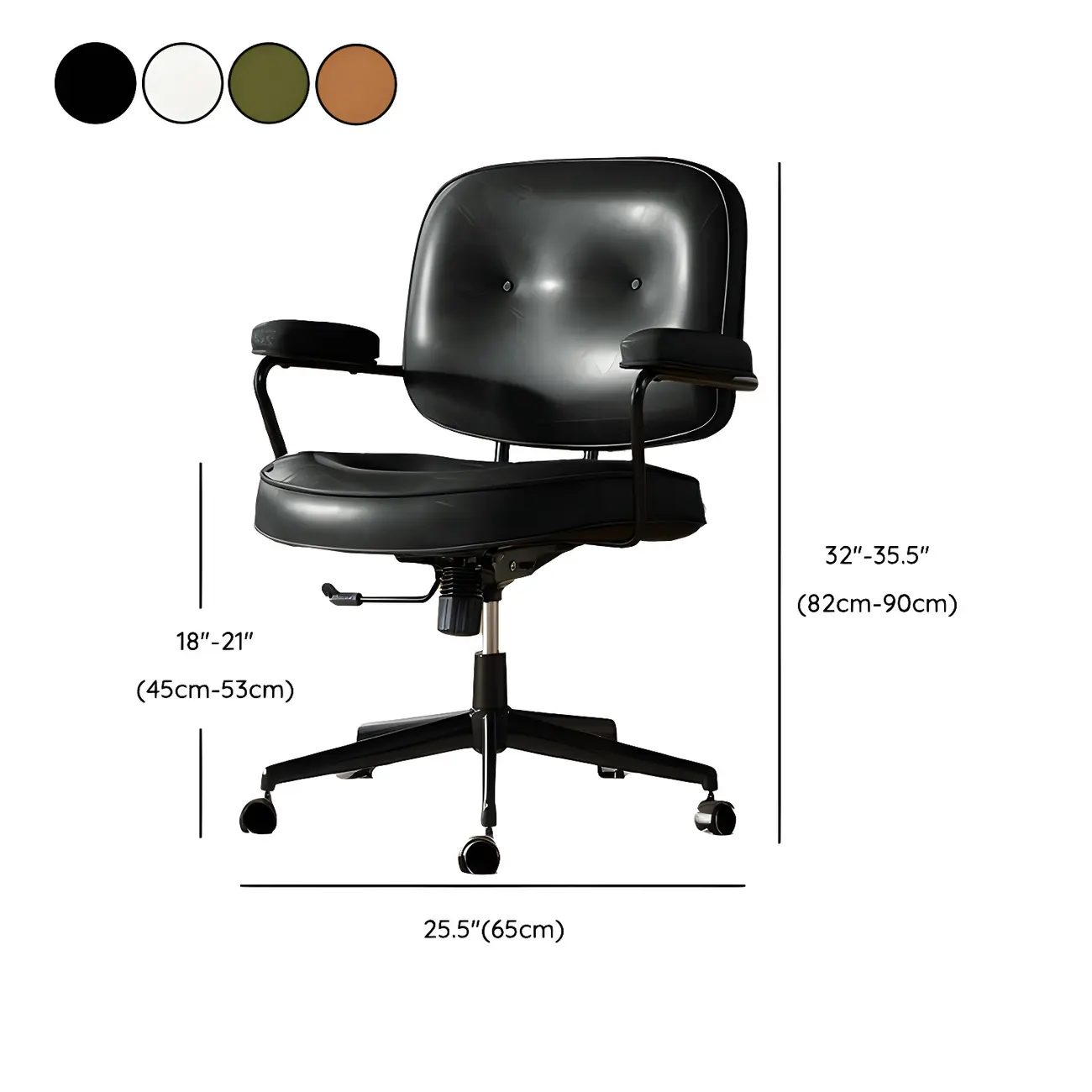 Industrial Leather Upholstered Height Adjustable Swivel Office Chair