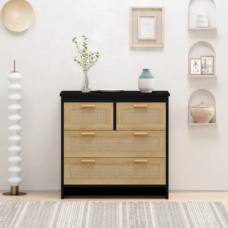 GEITIN 4 Drawers Rattan Cabinet