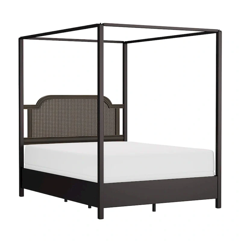 Hillsdale Furniture Melanie Wood and Metal Canopy Bed, Oiled Bronze