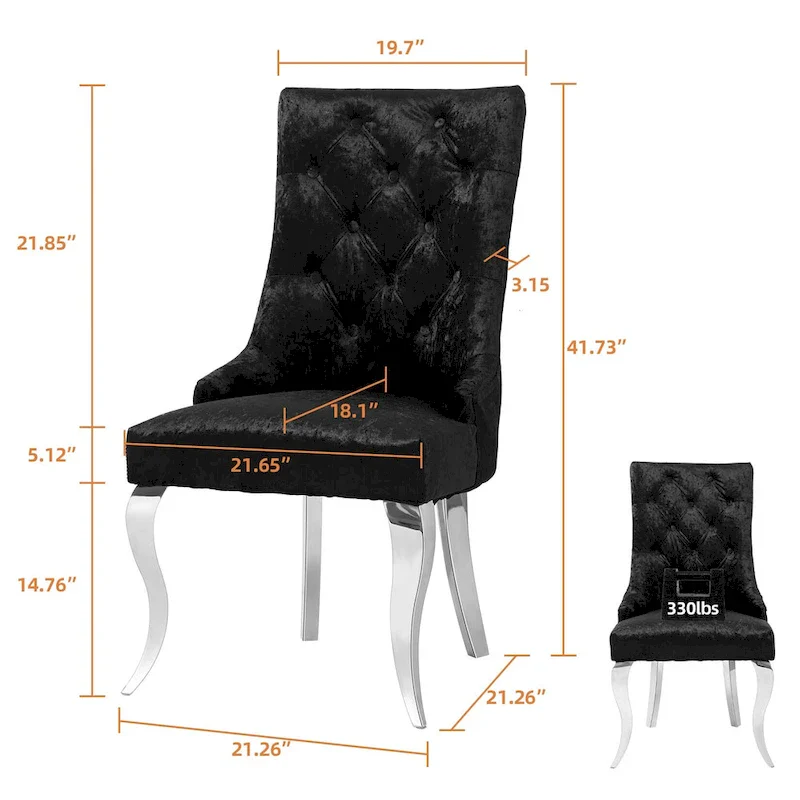 Ice Velvet Button Tufted Dining Chair High Wingback