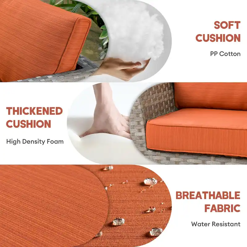 XIZZI 6-piece Patio Wicker Furniture Set with Coffee Table