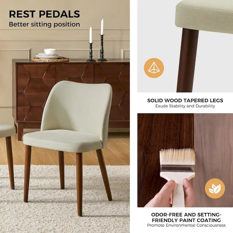 Melisa Upholstered Solid Wood Dining Chair Set of 2 by HULALA HOME