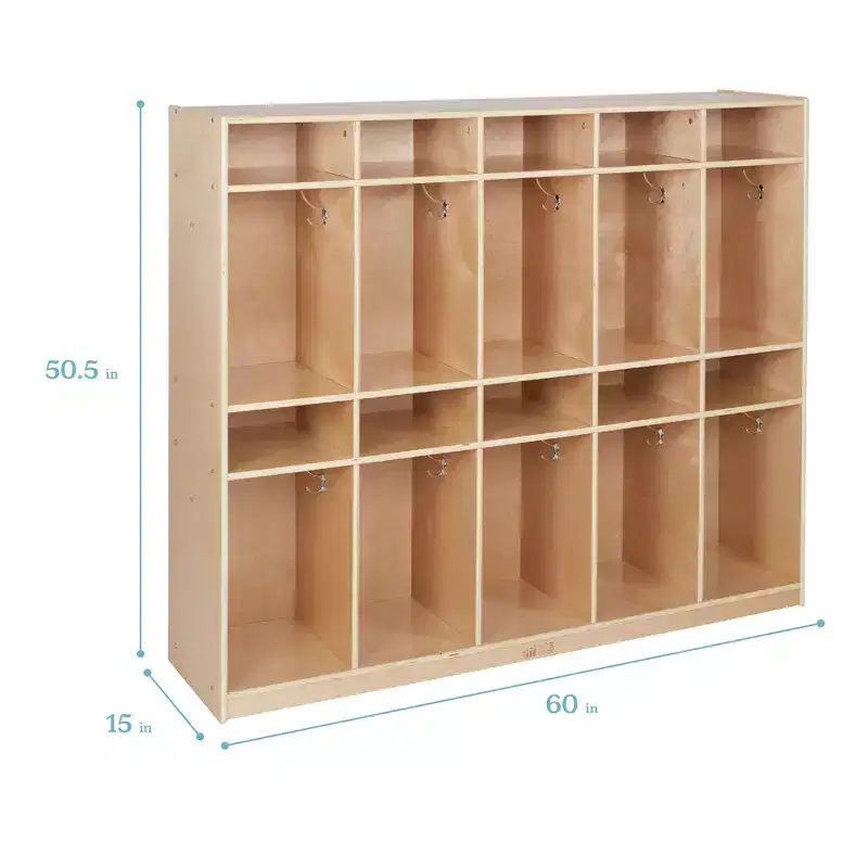 ECR4Kids 10-Section Storage Coat Locker and 10 Letter Size Trays with Lids, Kids Furniture