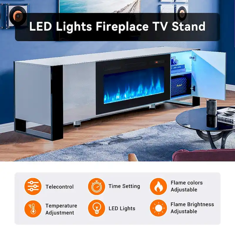 70   Modern Entertainment Center with 36   Fireplace