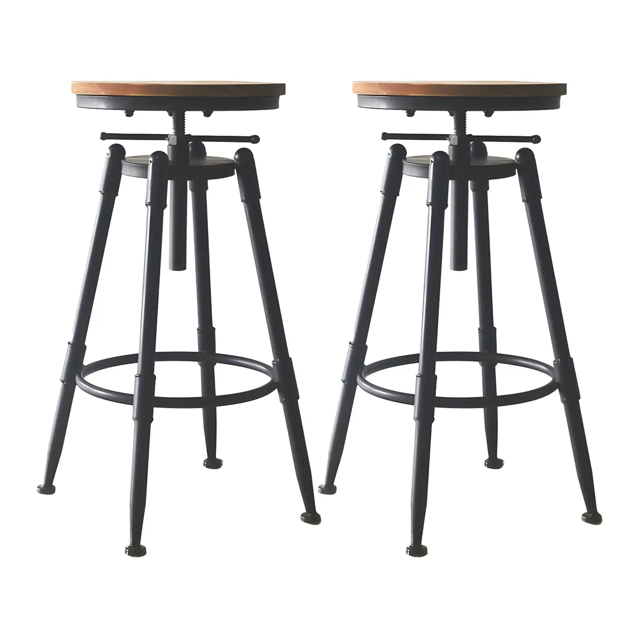 Industrial Metal Leather Swivel Bar Stools with Back