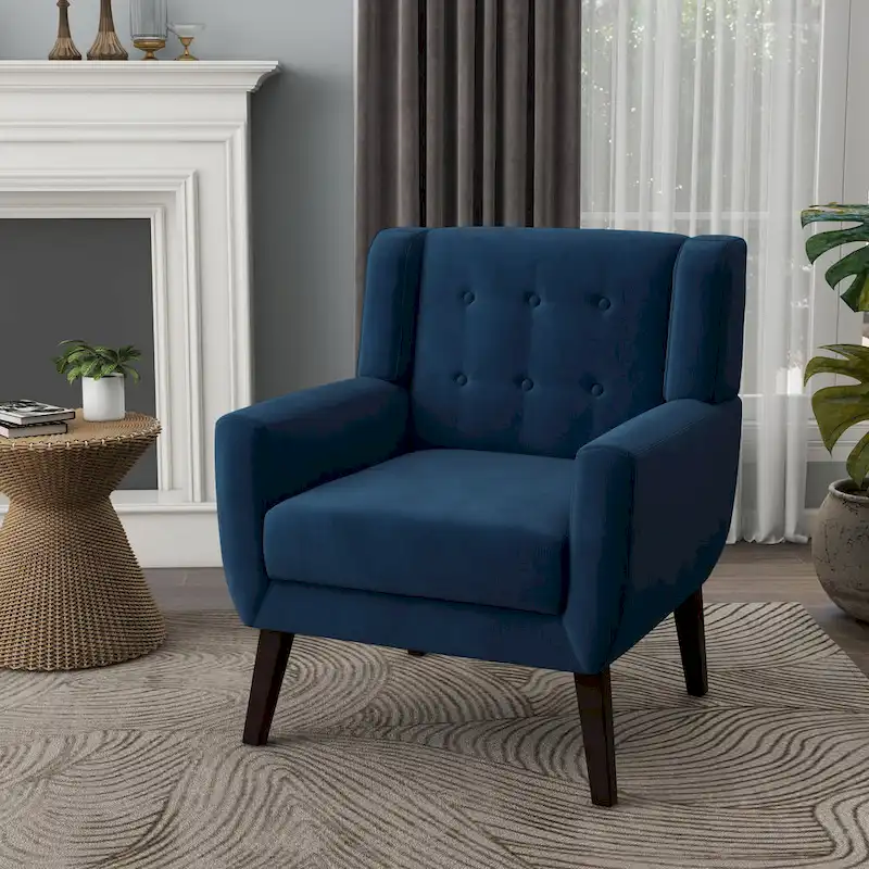 Velvet Upholstered Armchair Tufted Accent Chair