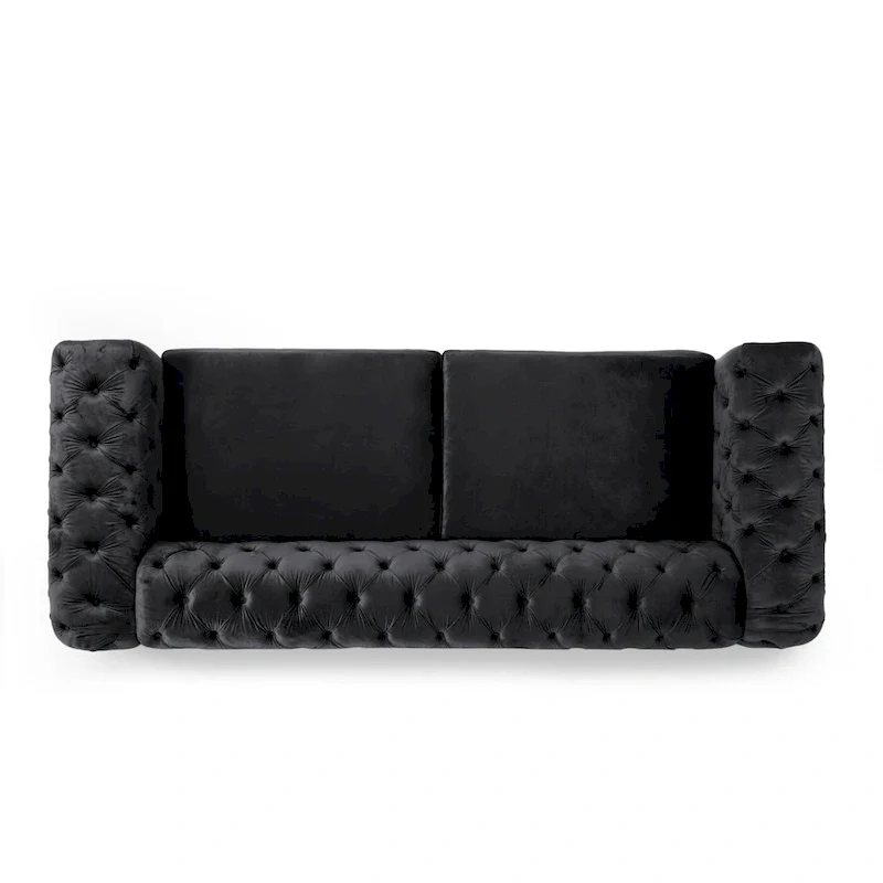 Keyser Modern Glam Tufted Velvet 3 Seater Sofa by Christopher Knight Home - 83.75 L x 34.50 W x 27.25 H