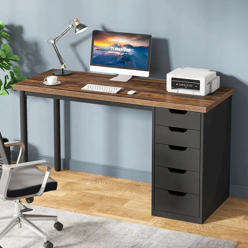 Modern Computer Desk Study Writing Table with 5 Drawers
