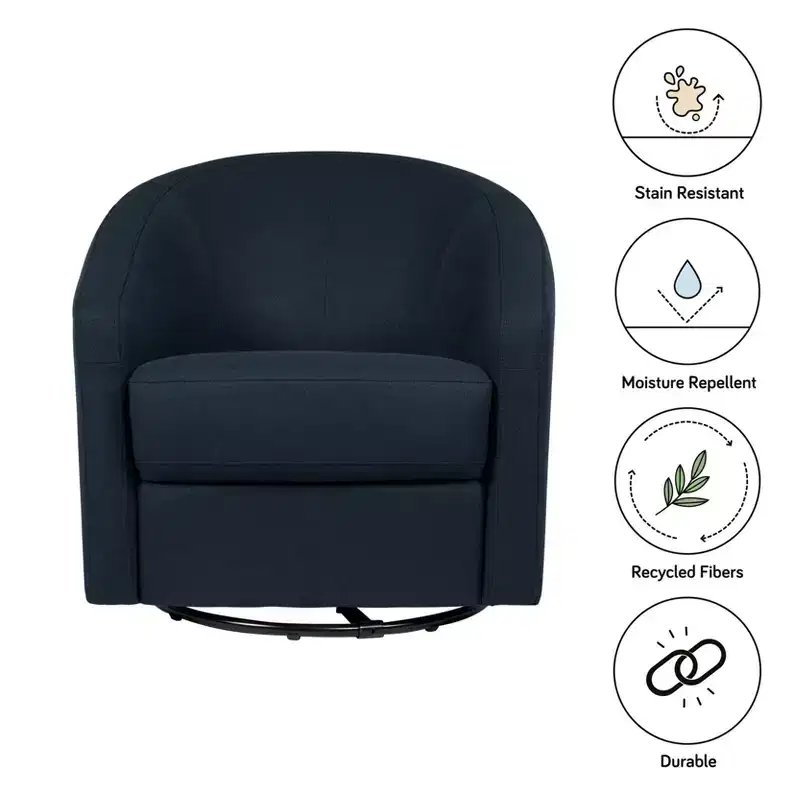 Swivel Glider Chair with 360° Rotation, Upholstered Seat, 30.5