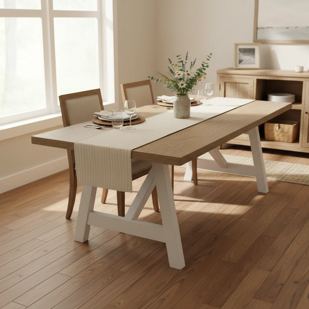 Melody White Wood Rectangular Dining Table - 90 x 30 x 42