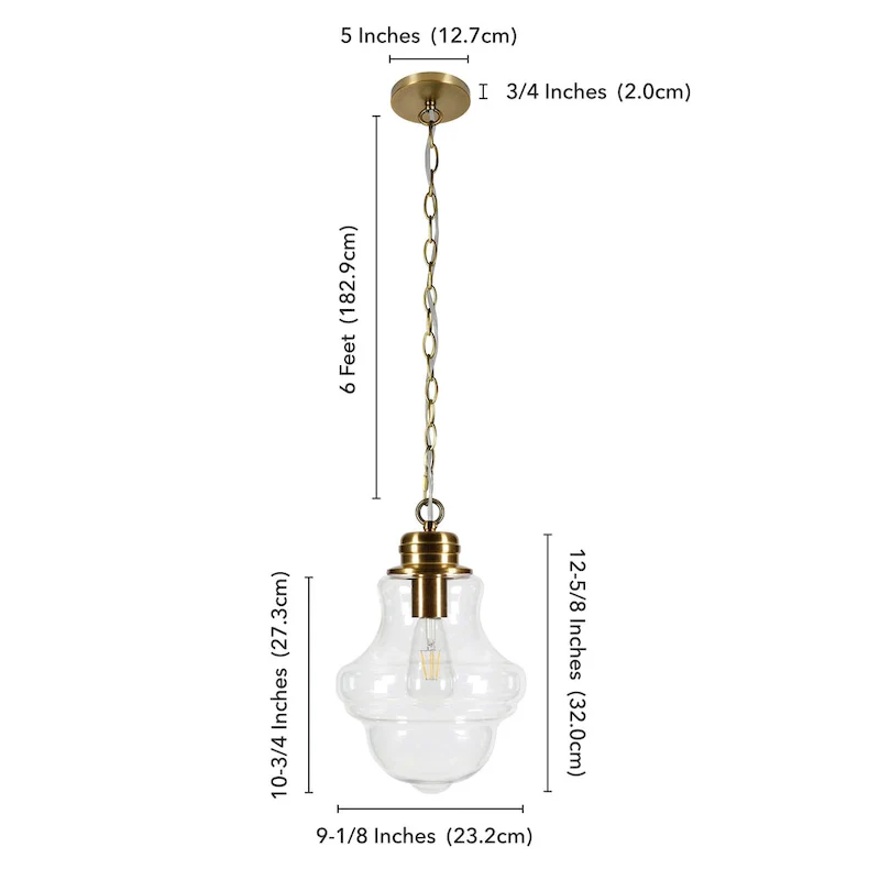 Annie Brass and Clear Glass Pendant - Brass/Clear