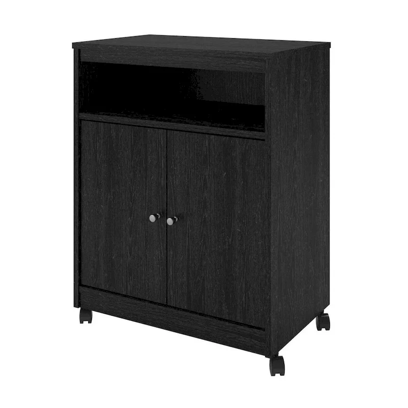 Black Utility Cart / Kitchen Microwave Cart with Casters - 14.7 x 23.6 x 30.3