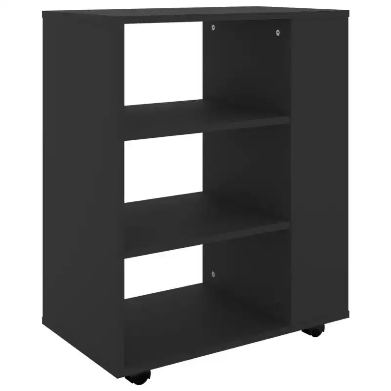 vidaXL Storage Cabinet Black Engineered wood 23.6x13.8x29.5 in Rollable