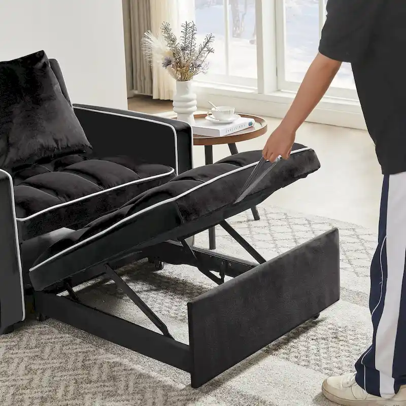 Folding Sofa Chair Bed with Adjustable Back - 33.85 x 35.43 x 31.10