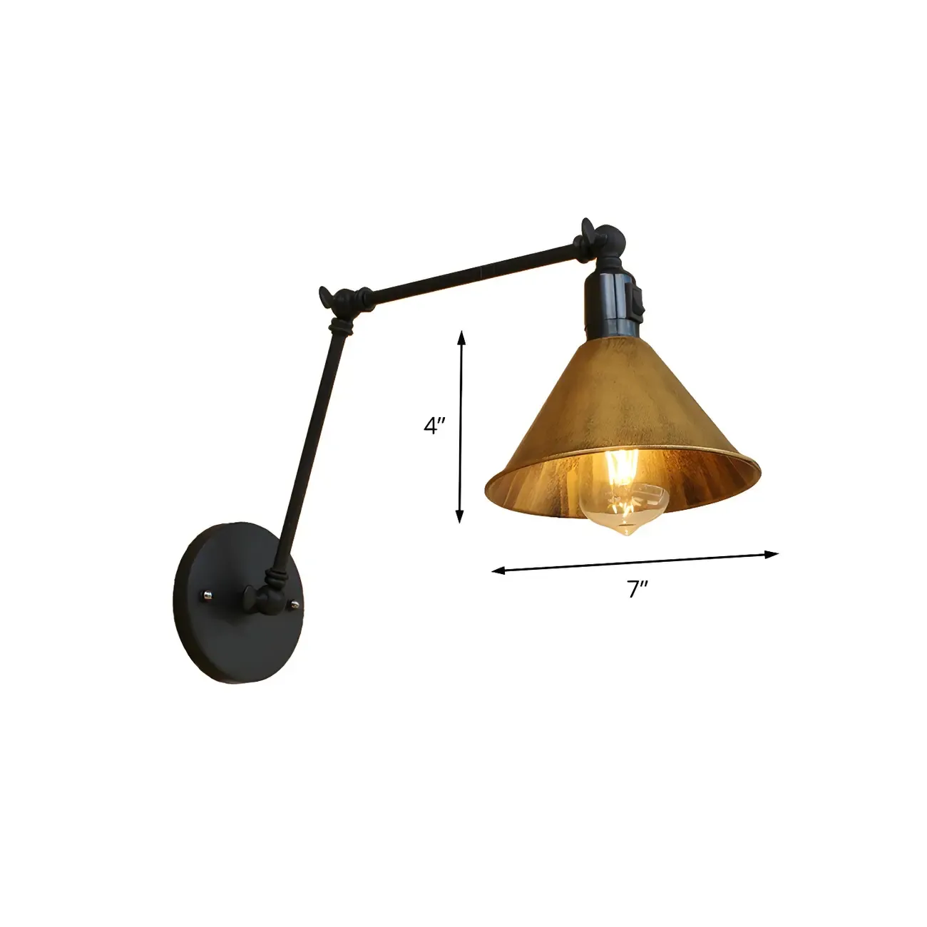 Industrial Metal Black Antique Brass Swing Arm Wall Light