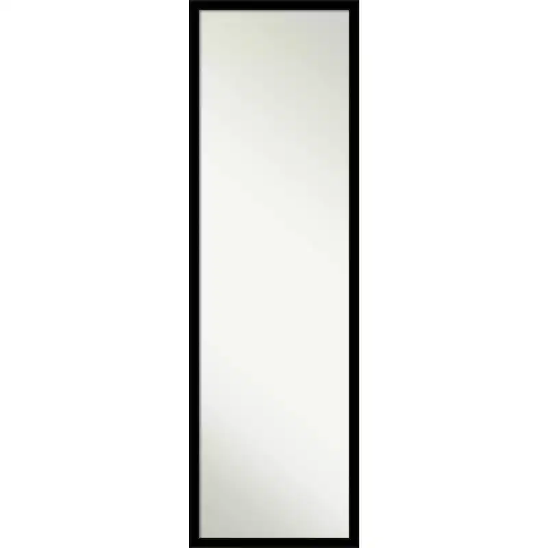 16" x 50" Non-Beveled Jet Black Full Length on The Door Mirror - Amanti Art: Wall Mount, Polystyrene Frame, Includes Hardware