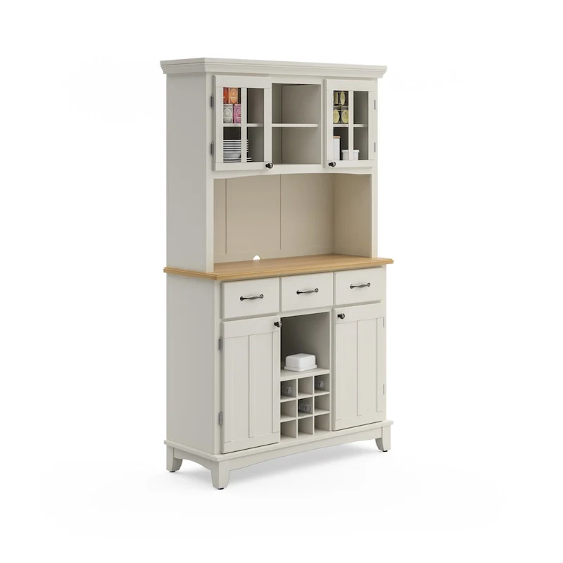 Homestyles Buffet of Buffets Off-White Server with Hutch & Wood Top