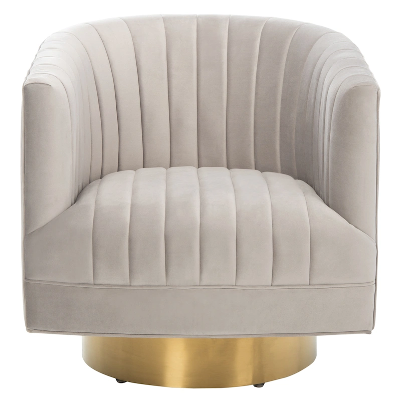 SAFAVIEH Couture Matejka Swivel Channel Tufted Barrel Chair - 28 W x 31 L x 30 H - 28Wx31Dx30H