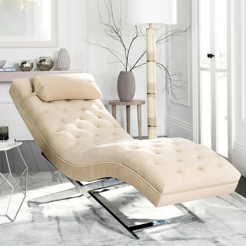 Chaise Lounge with Round Pillow - 65Wx23Dx33H