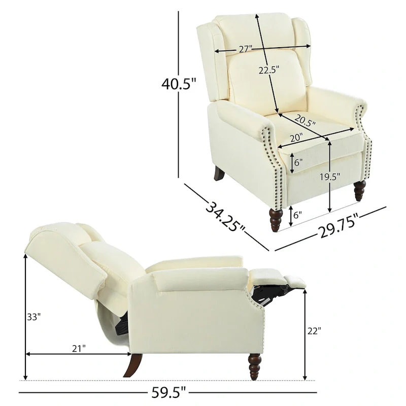 Upholstered Recliner with Wing Back