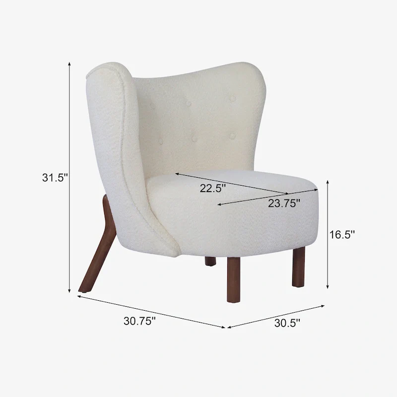 Camille Modern Upholstered Armless Accent Chair with Plush Seating and Solid Wood Frame