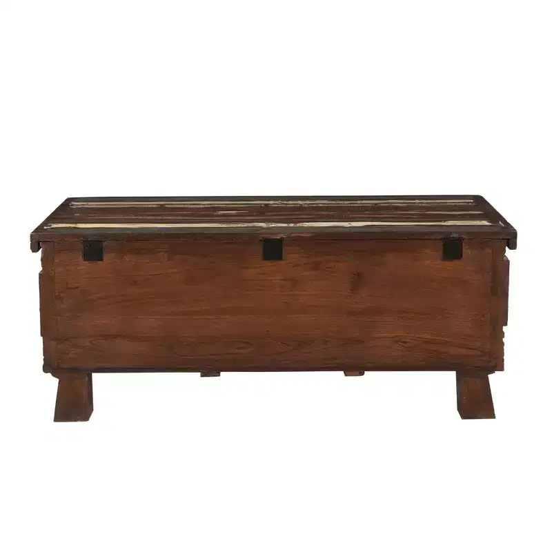 Elephant Reclaimed Wood Trunk Coffee Table Brown - Timbergirl: Rustic Storage, Pedestal Base, No Assembly