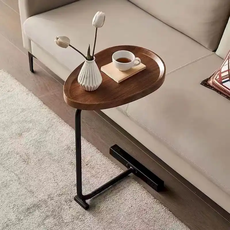 Brown C-shaped Side Table
