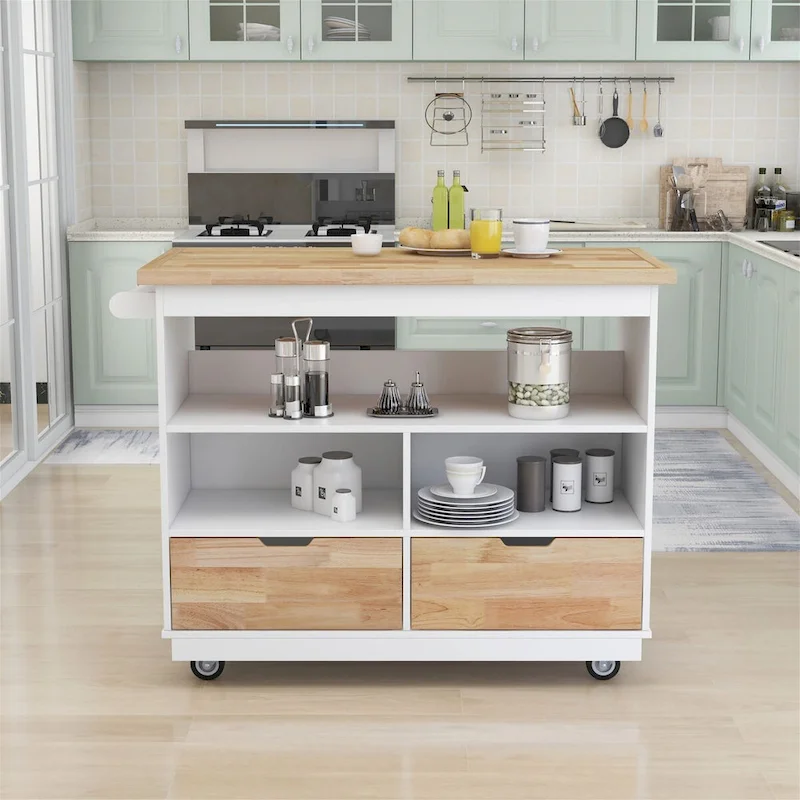 Two-sided Kitchen island Cart on Wheels by