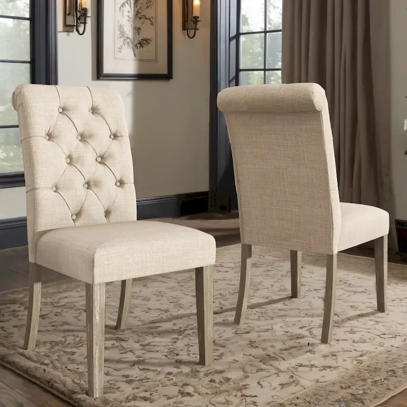 Krakova Tufted Rolled Back Parsons Chairs (Set of 2)