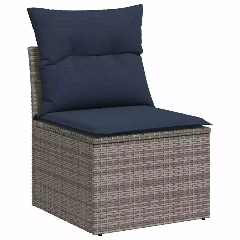 vidaXL 10 Piece Garden Sofa Set with Cushions - Gray and Blue With Table