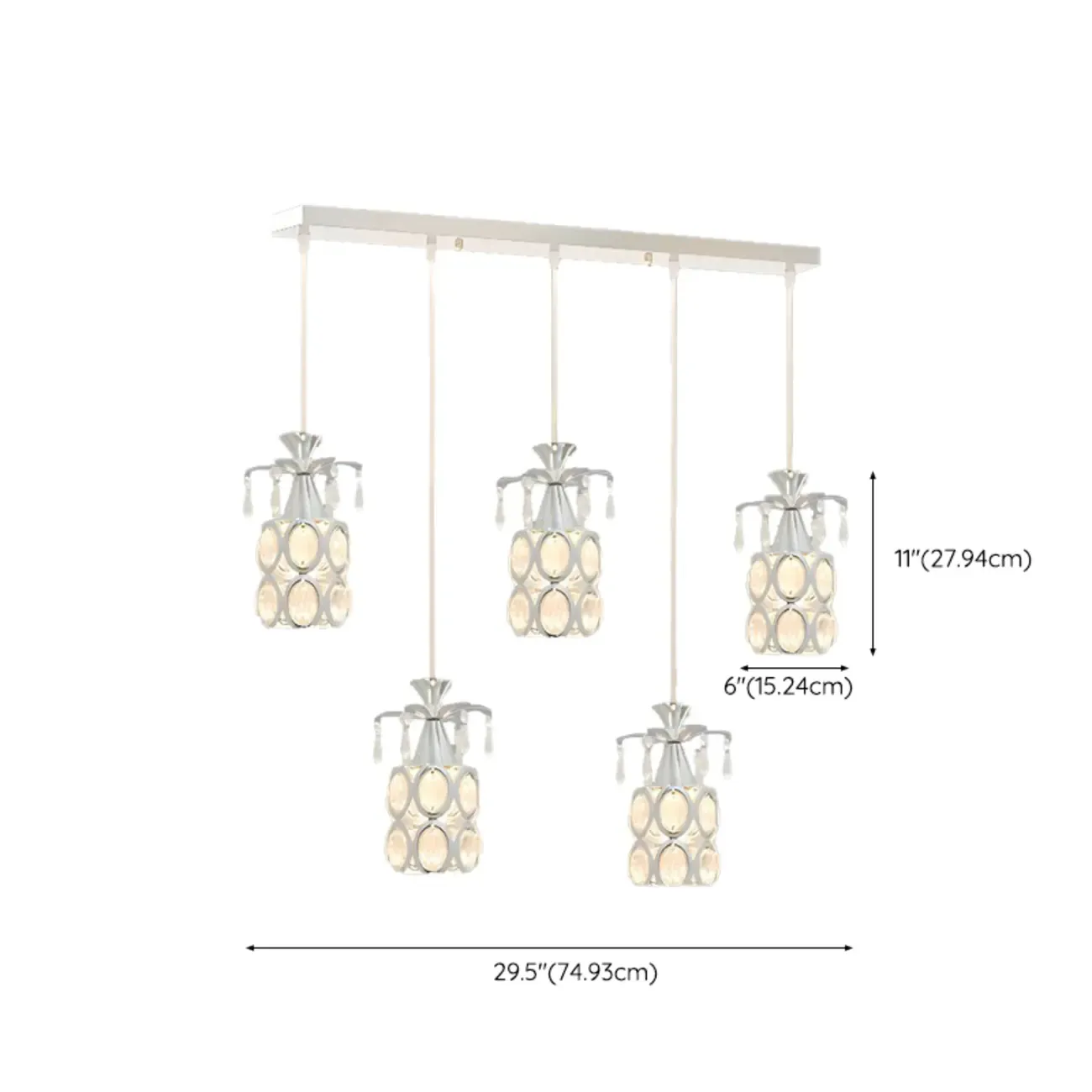 Elegant Cylinder Crystal Kitchen Island Pendant Light with Spotlight