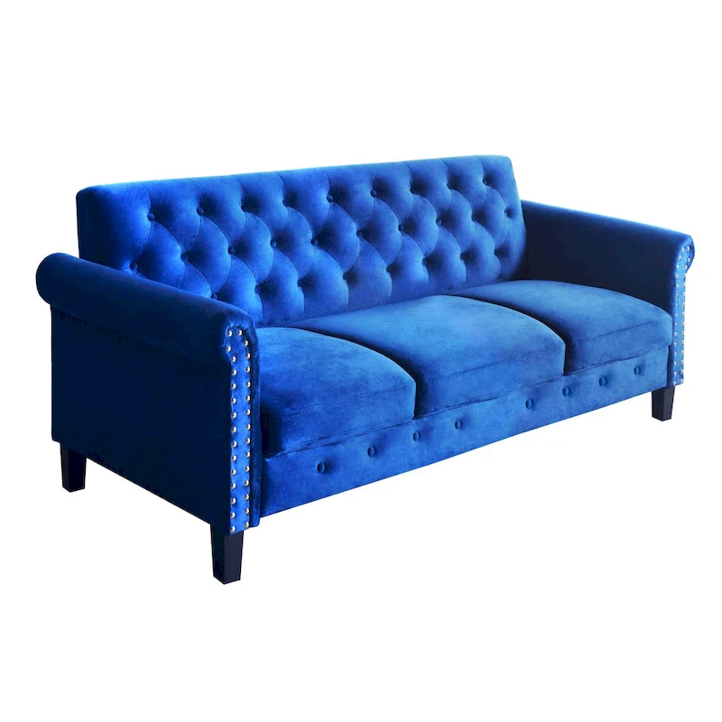 Casper Velvet Rolled Arm Loveseat / Sofa
