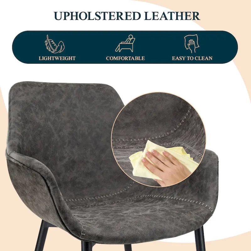 LeisureMod Dining Arm Chair With Metal Legs Set of 2 - Olive Green - 24.5Dx25.2Wx33H