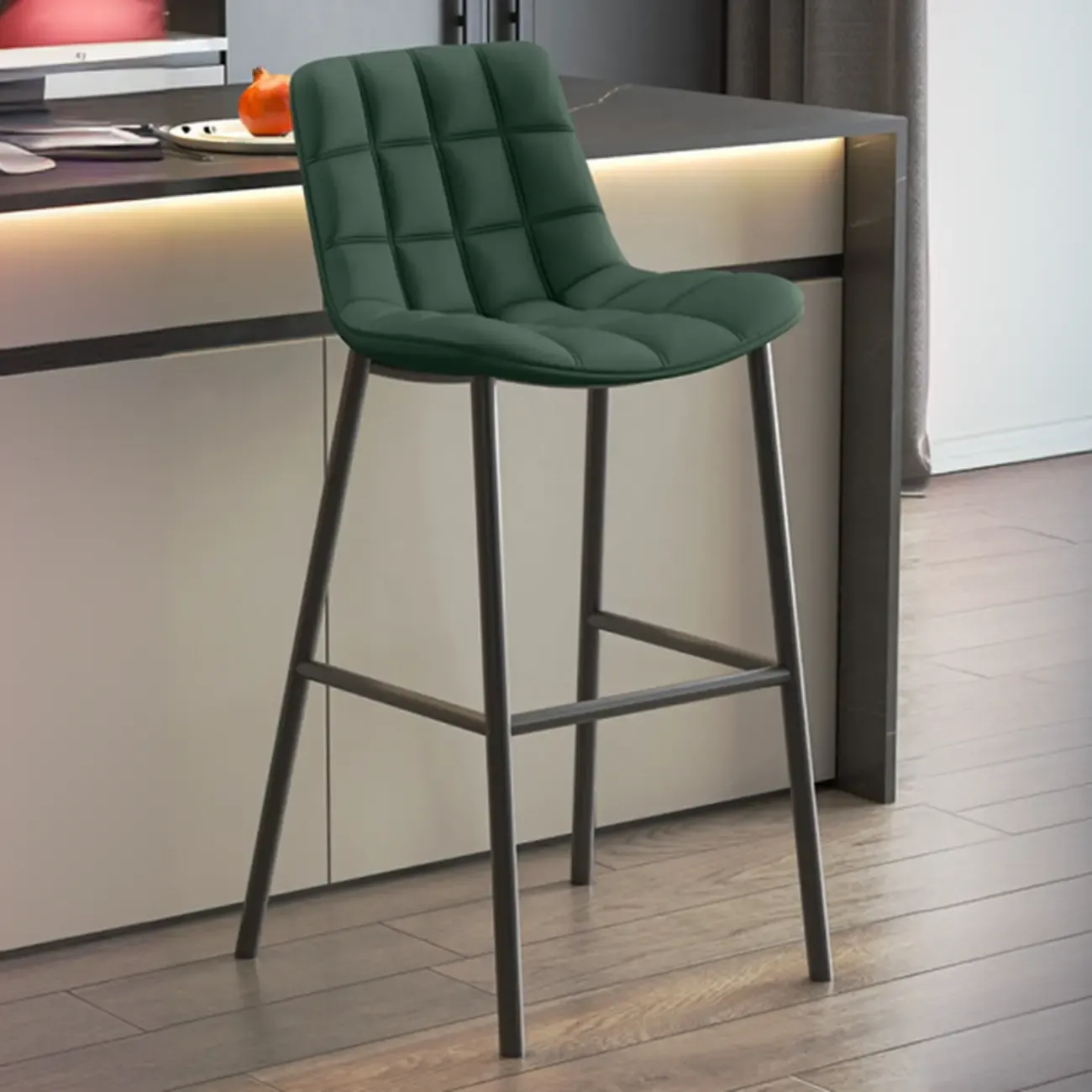 Concave Modern Low Back Leather Counter Bar Stools