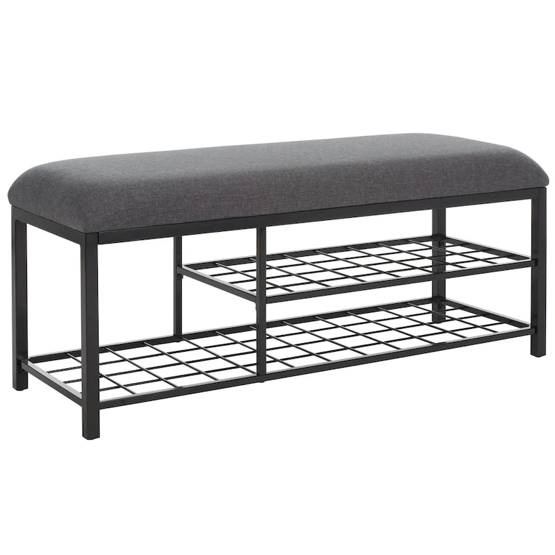 SAFAVIEH Yael Open Shelf Bench with Cushion - 42  W x 15  D x 18  H - 42Wx15Dx18H
