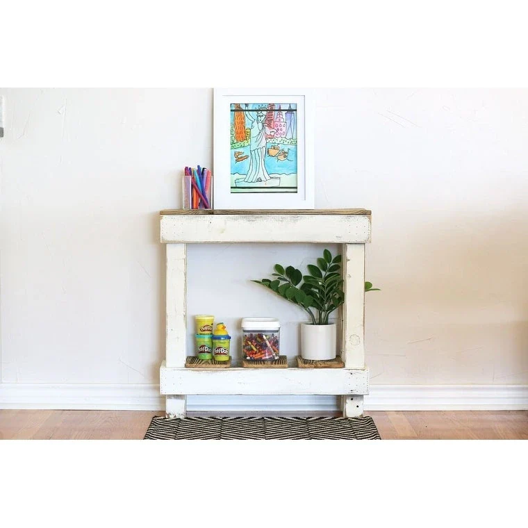 26x8x26 Mini Accent Console End Table (White)