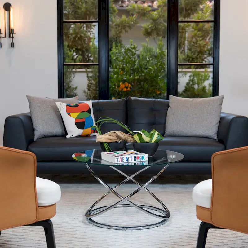 Cross Base Tempered Glass Round Coffee Table