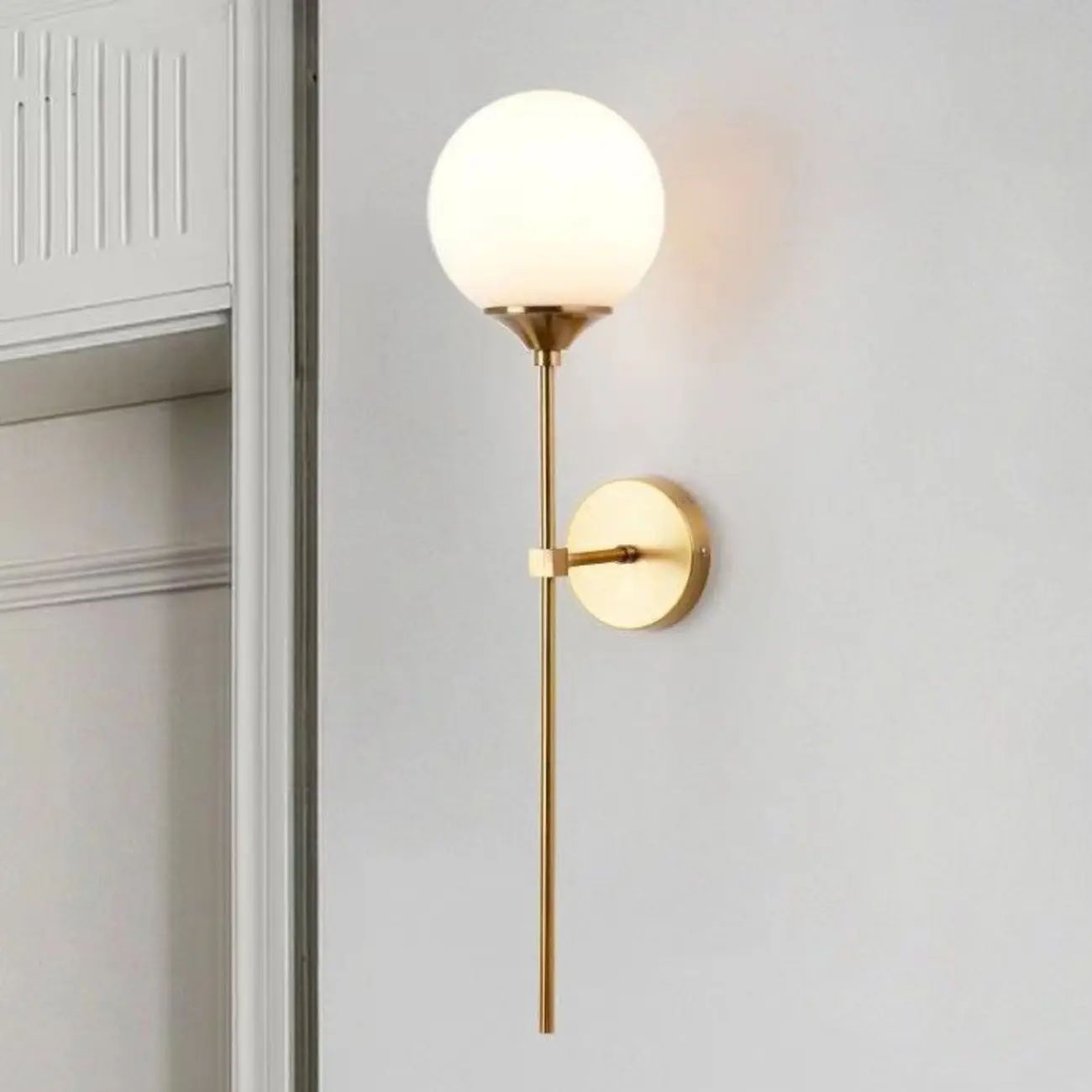 24Modern Brass Wall Sconce Fixture with Glass Shade