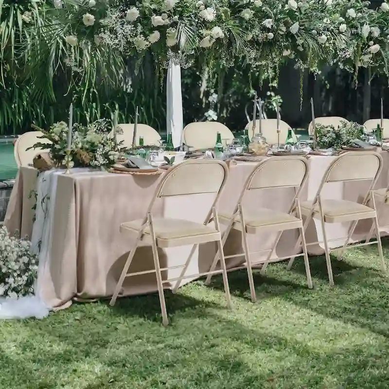 Leather Padded Folding Chairs, Sturdy Metal Foldable Chairs (Set of 2)