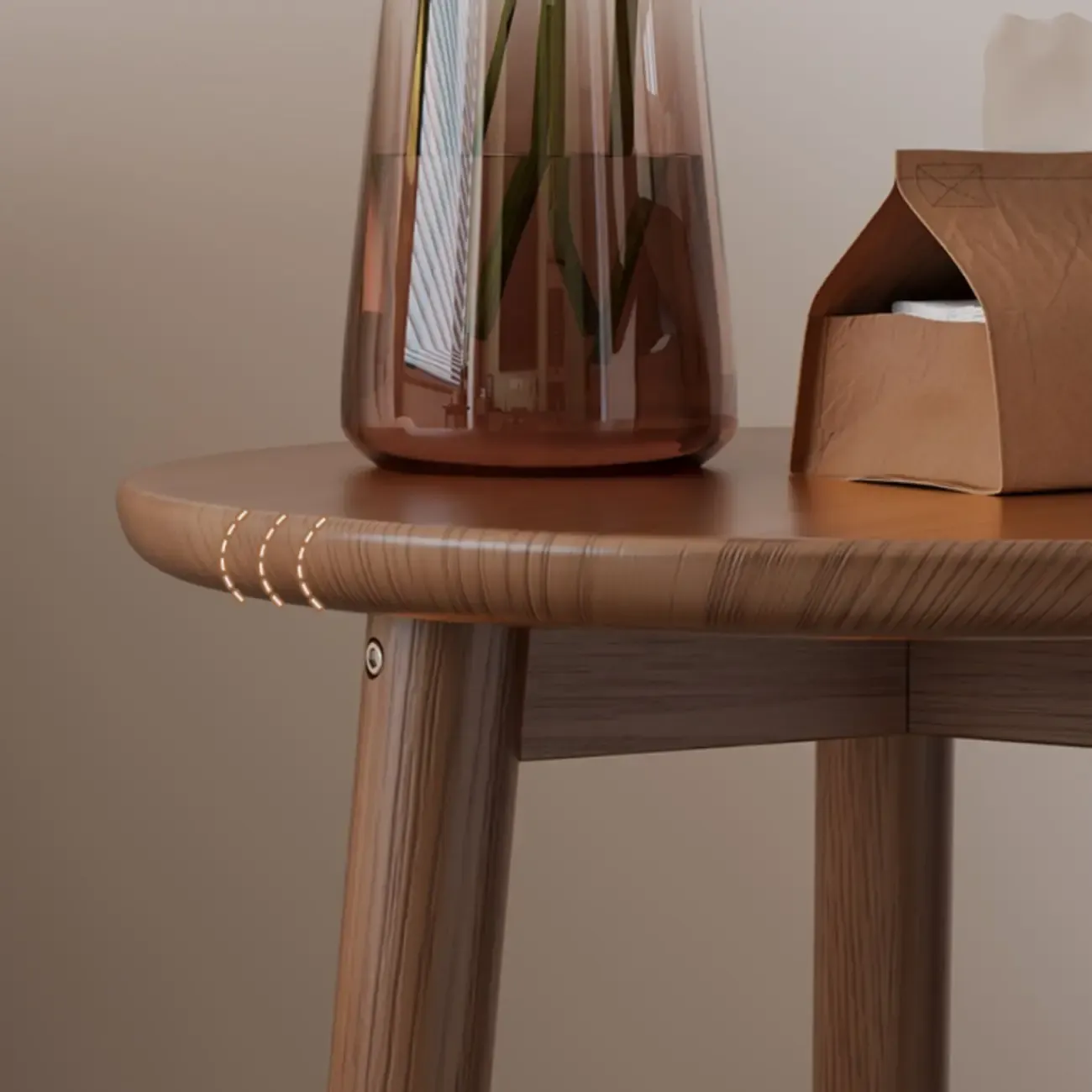 Compact Round Wooden 2-Tier Tripod Base Side Table