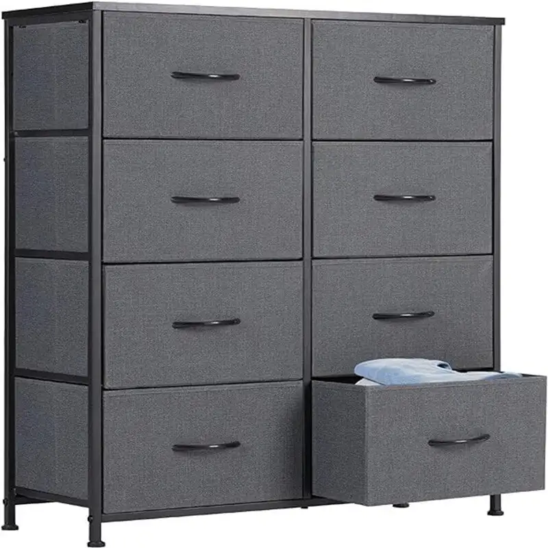 8-Drawer Fabric Dresser with Wooden Top