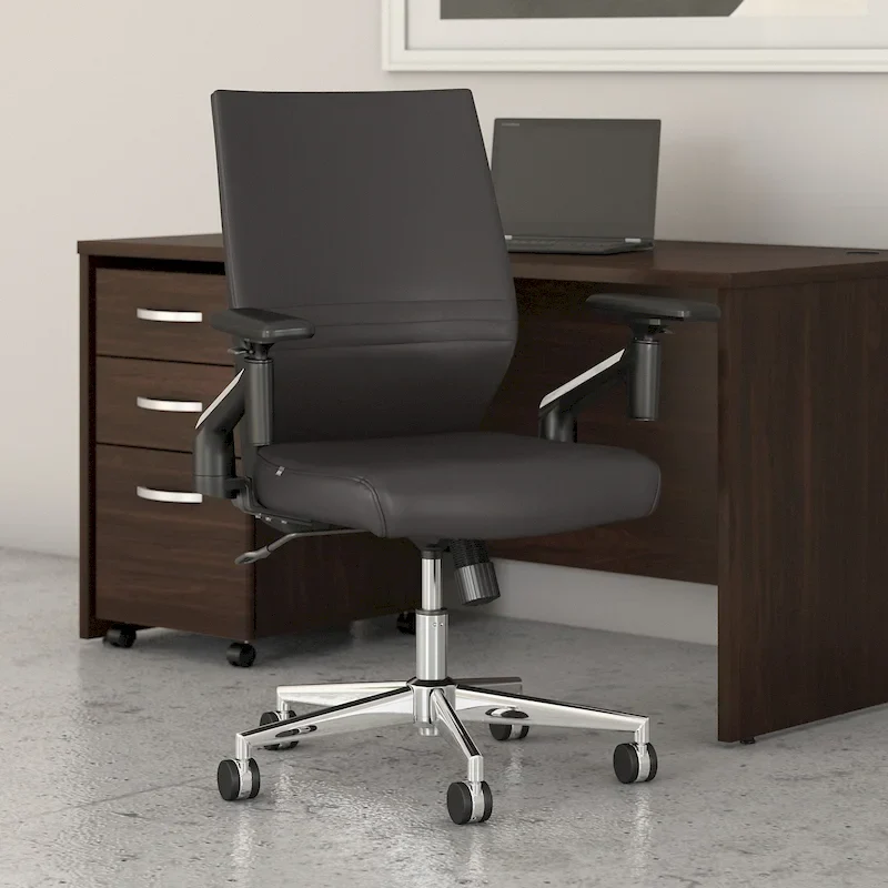 Cabot Mid Back Leather Office Chair by Bush Furniture